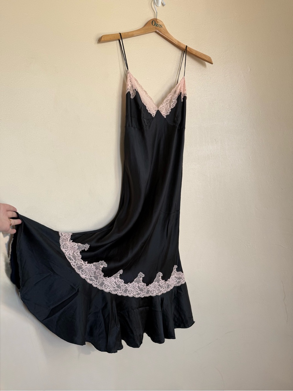 100% Silk Black Victoria’s Secret w/ Pink Lace